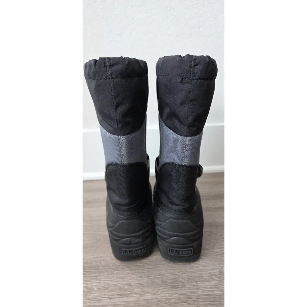LL Bean Northwoods Kids Snow Boots Size 6 Black‎ Gray Winter Felt Insert